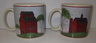 Warren Kimble Barns Sakura 1998 Coffee Mug Silo & Cupola Folk Art Set Of 2 • $16.99