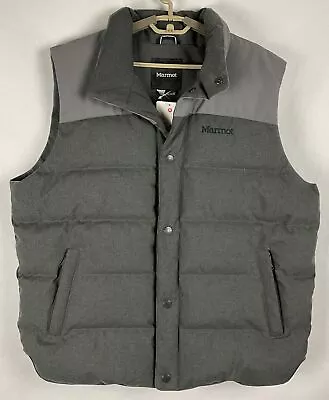 Marmot NWT Mens Fordham Puffer Down Vest Jacket XL Gray 700 Fill New • $115