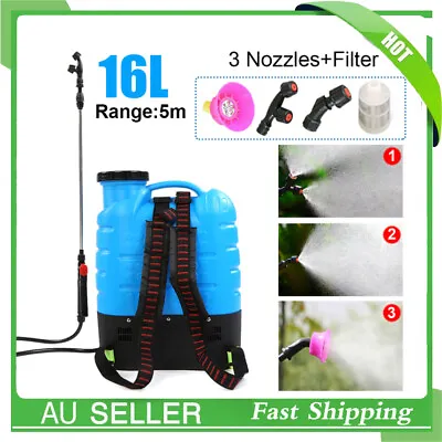 $75.88 • Buy 16L 12V Electric Weed Backpack Sprayer Rechargeable Farm Garden Pump Spray AU