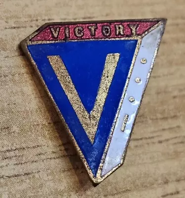 WW2 'V For Victory' Gilded & Enamel Pin Badge • $6.84