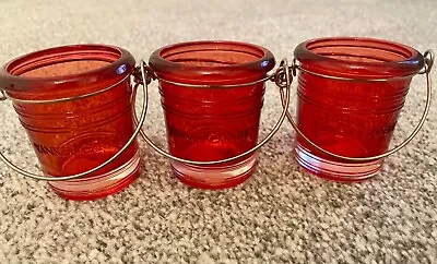 Yankee Candle 3 Red Bucket Votive Holders • £8.50