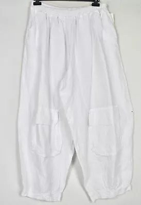 LA BASS WHITE 100% Flax Linen Balloon Trousers Size XL/XXL • $99.77