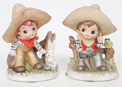 Vintage Kitsch Cowboy Figurines Ceramic Pair 1970s 1980s Little Boy Figure  • £19.99