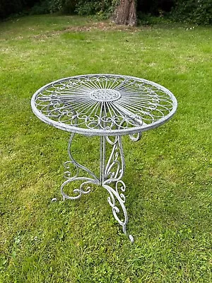 Grey Occasional Metal Bistro Patio Table Garden Furniture • £59.99