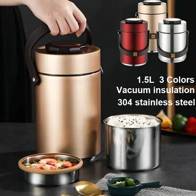 $54.99 • Buy 304 Stainless Steel Thermos Vacuum Flask Food Container 1.5L Lunch Box Bento NEW