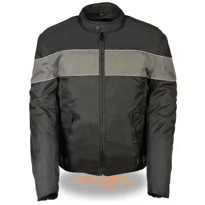 NexGen SH212101 Men's Black Textile Moto Jacket With Grey Reflective Striping • $59.99