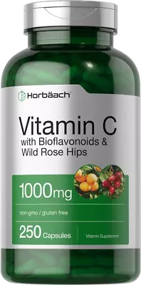 Vitamin C 1000mg | 250 Capsules | With Bioflavonoids And Rose Hips | By Horbaach • $18.69