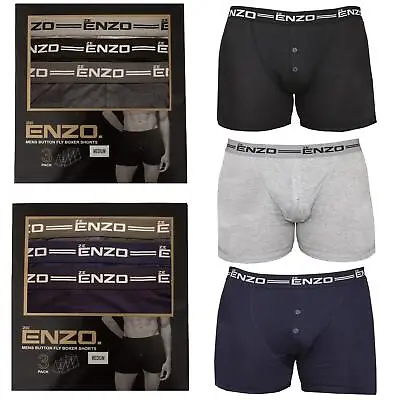 Enzo Mens Boxer Trunks Classic Cotton Soft Multipack Underpants Size S-6XL • £12.99