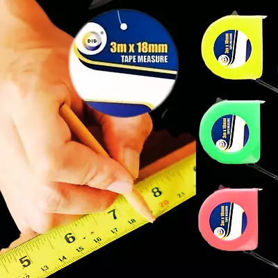 Tape Measure 5 MT Retractable Measuring Tool Power Grip Lock Metric Imperial DIY • £5.47