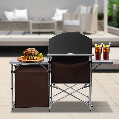 Outdoor Folding Camping Kitchen Table Grill Cook Storage Picnic Cabinet • $72.20