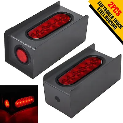 6  Oval RED LED W/marker Lights Fit For Truck Steel Tail Light Guard Box Kit • $31.99