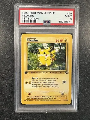 $10.50 • Buy PSA 9 MINT Pikachu 1ST FIRST EDITION Jungle Pokemon TCG Graded Card 60/64 1999