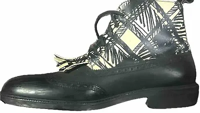 Vivienne Westwood MAN Fringed Brogue Boots Mens 42 Graphite Black Scribble White • $250