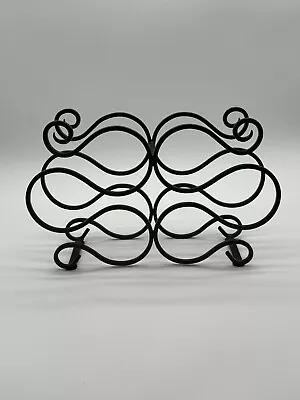 Wrought Iron Wine Rack Spanish Revival Style Black Scroll.  6 Bottle Capacity • $20