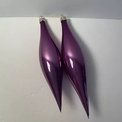 2 Martha Stewart Christmas Ornaments Purple Tear Drop Shape • $10