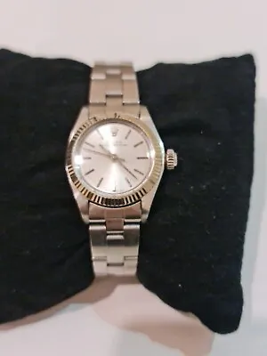 Sku Number 0002 Rolex Oyster Perpetual 18k BEZEL Women's Silver Dial.  • $2999