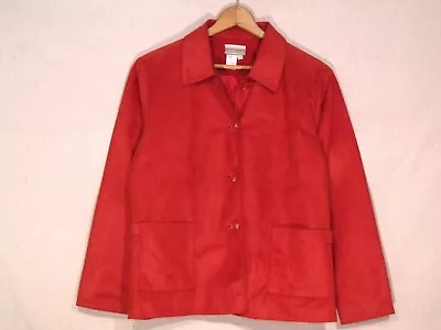 Coldwater Creek Lined Rusty Red Micro Suede Button Jacket / Women Roomy M / S52 • $12