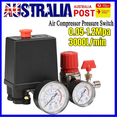 Air Compressor Pressure Switch Control Valve Regulator With Gauges 3000L/min • $20.99