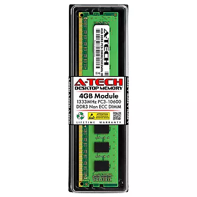 A-Tech 4GB PC3-10600 Desktop DDR3 1333 MHz DIMM 240-Pin Non-ECC Memory RAM 1x 4G • $9.99