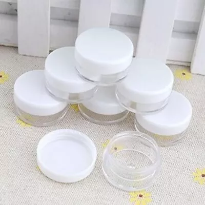 100PCS Round Plastic Cosmetic Jar Empty Clear Makeup Sample Art Craft Storage UK • £10.97