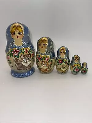 Vintage Hand Painted Matryoshka Nesting Doll From Russia 5 Doll Count • $49.95