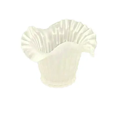Vintage Frosted Glass Ruffle Vase Italian Empoli Style Satin Bamboo Texture • $33.23