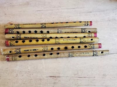 Lot Of 6 Vintage Wooden Flutes India 12-14  Long Key Of  C  Wood Bamboo Toy • $26.06