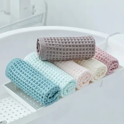 Waffle Soft Face Towels For Adults Plaid Hand Towel Cotton Face Towel  Squ-u- • £3.84