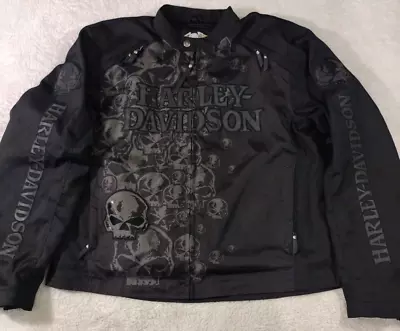 Harley Davidson Men's Xl Reflective Skull Padded Riding Jacket Blouson Willie G • $139.99