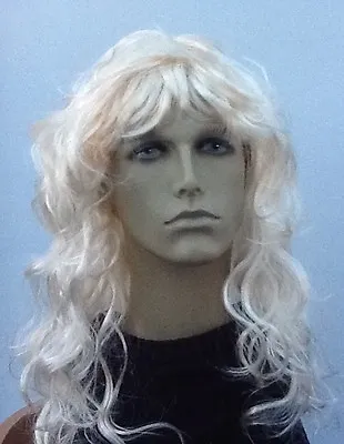 Men's Long Curly Blonde Wig. Fairy Tail Prince. Hero Charming Super UK Seller • £7.87