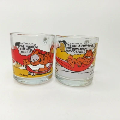 £17.81 • Buy Set Of 2 McDonalds 1978 Coffee Glass Mug Garfield Characters Jim Davis Print