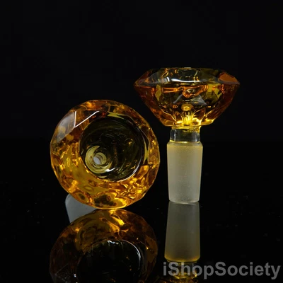 $10.99 • Buy 2.5  Amber Diamond Slide Bowl 14mm Water Pipe Hookah Head Piece Thick Glass Bowl