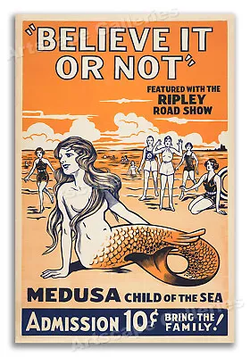 Believe It Or Not - Medusa The Mermaid - 1930s Vintage Poster - 16x24 • $13.95