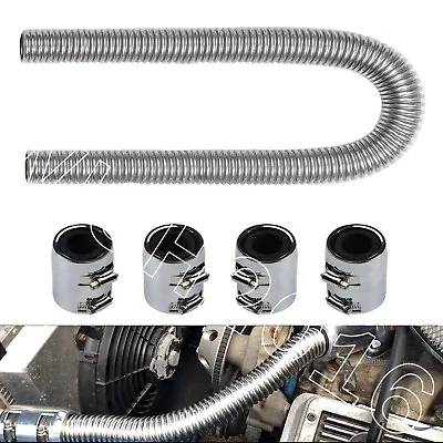 Universal 48  Stainless Steel Radiator Flexible Coolant Water Hose& Caps Kit New • $37.89