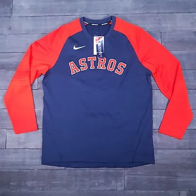 NIKE Houston Astros MLB Dri-Fit Raglan Pullover Sweatshirt Mens XL Baseball • $59.95