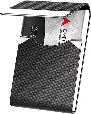 Leather Business Card Holder Metal Slim Pocket Wallet With Magnetic Closure • $8.49