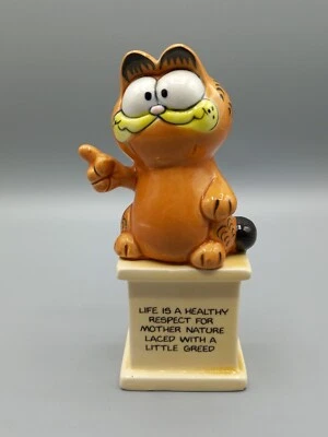 £6 • Buy Vintage Garfield The Cat Ceramic Figure On Pedestal  Life Is A Healthy Respect  