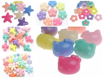50 Mixed Pastel Color Acrylic Various Shape Beads Flower Cross Star Kids Craft • $2.92