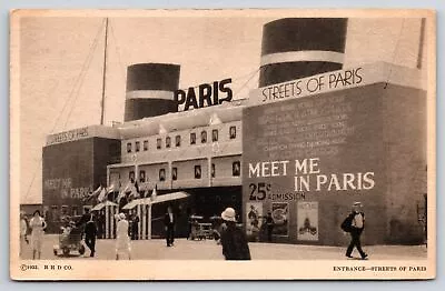 Exposition~Entrance Street Of Paris Century Progress B&W~Vintage Postcard • $3.70