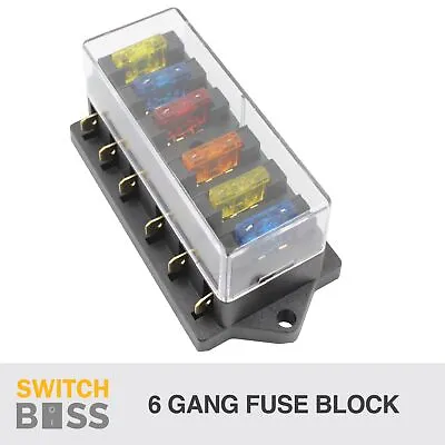 6 Gang 6 Way In Line Blade Fuse Box Block Holder Circuit For 12v 24v Car LED • $14.13