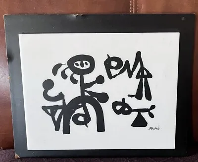 Joan Miro Print On Tile Untitled Black And White Estimated Mid Century Period • $50