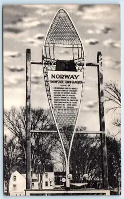 NORWAY Maine ME ~ Giant SNOWSHOE TOWN Of AMERICA C1940s Oxford County Postcard • $6.78