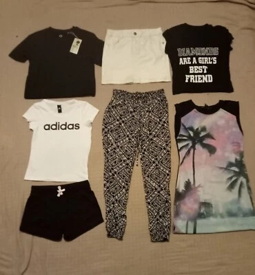 $30 • Buy Girls Summer Clothes Size 12 Bulk Pack 7 Pieces Inc Billabong & Adidas