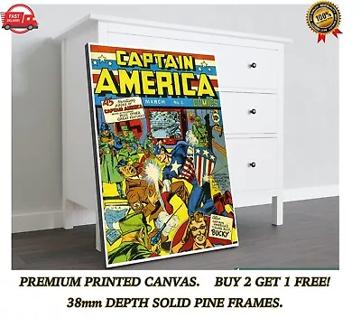 Captain America Vintage Comic Cover CANVAS Art Print Gift A0 A1 A2 A3 A4 • £21