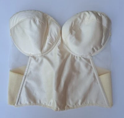 £29 • Buy Flattering Me Low Back Longline Ivory Strapless Bra Bustier Sz 42F Bridal NEW 