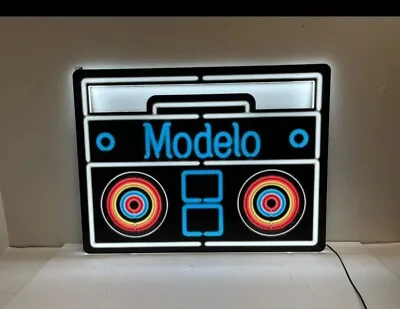 Modelo Beer Boombox Radio￼ Motion Moving Light Up LED Sign Game Room Bar Sign • $600