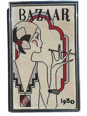 Vintage Art Deco HARPER'S Bazaar Magazine Needlepoint Professionally Framed • $75