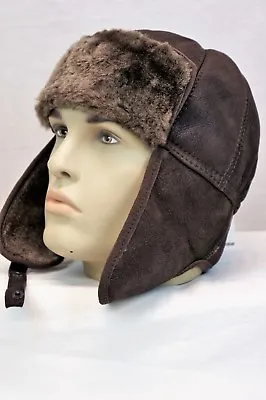 $28 • Buy NEW Real Sheepskin Leather Brown /Mocha Aviator Trapper Ushanka Hunting Hat M-3X