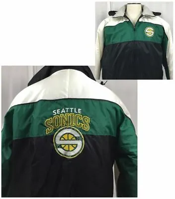 Vintage NBA GIII Carl Banks Seattle Supersonics Coat Green White Black Size XL • $132