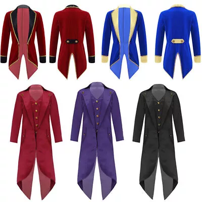 US Kids Boys Renaissance Steampunk Costume Halloween Vampire Tailcoat Jacket • $8.09